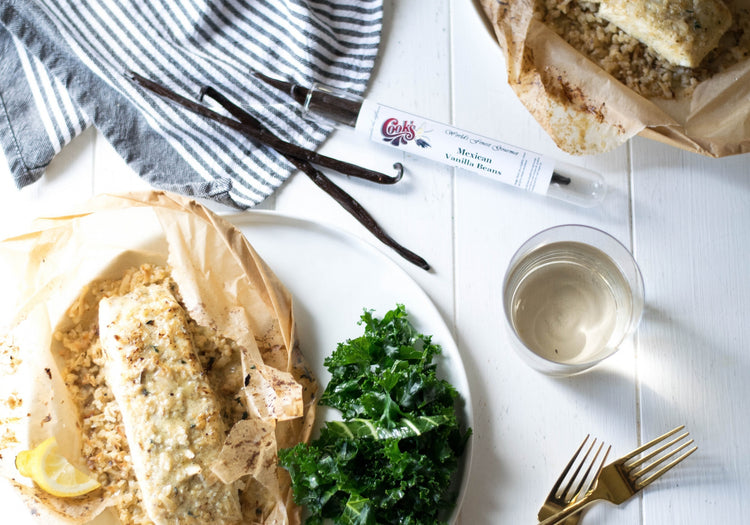 Halibut En Papillote with Vanilla Sauce