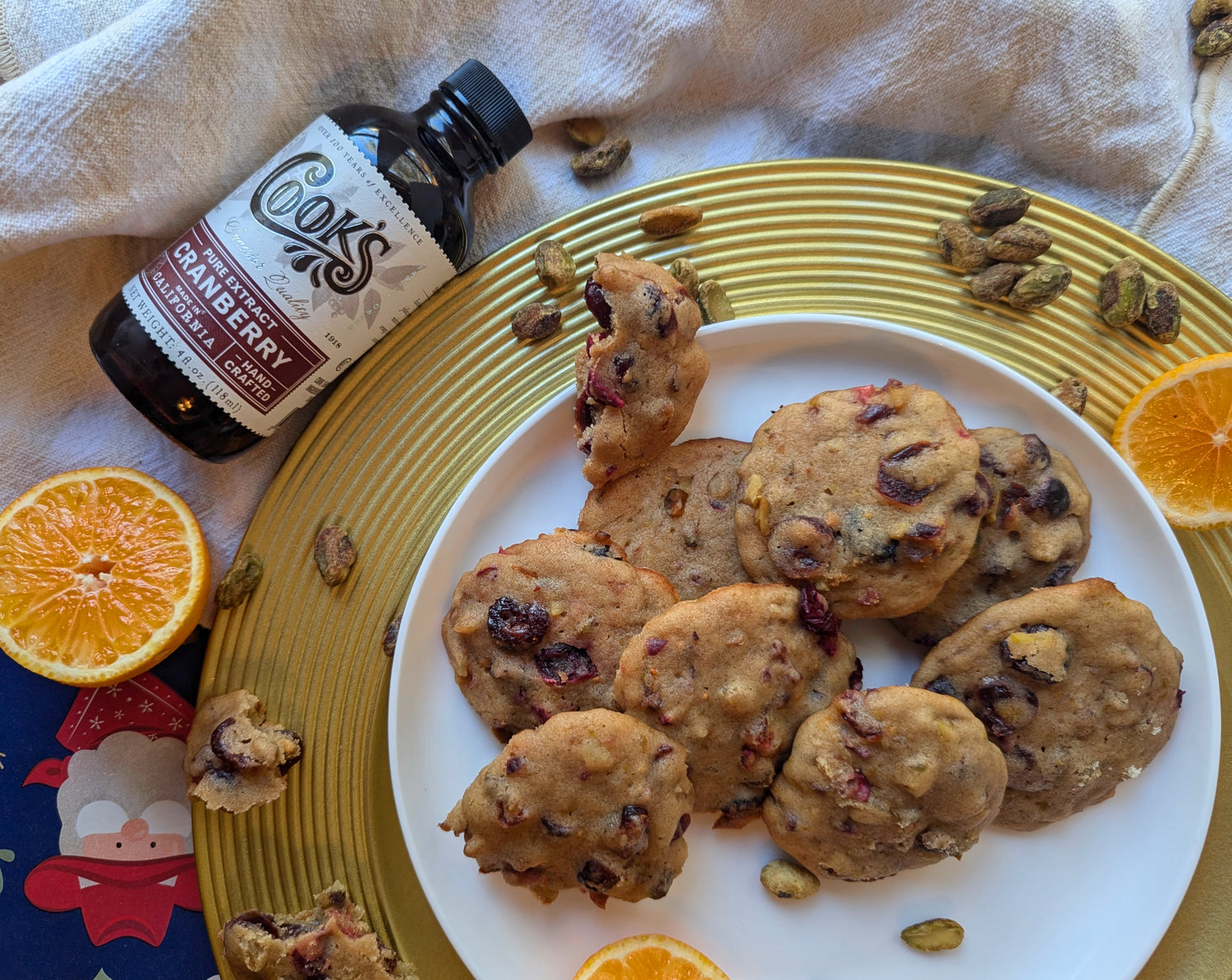 Cranberry, Orange, and Pistachio Cookies