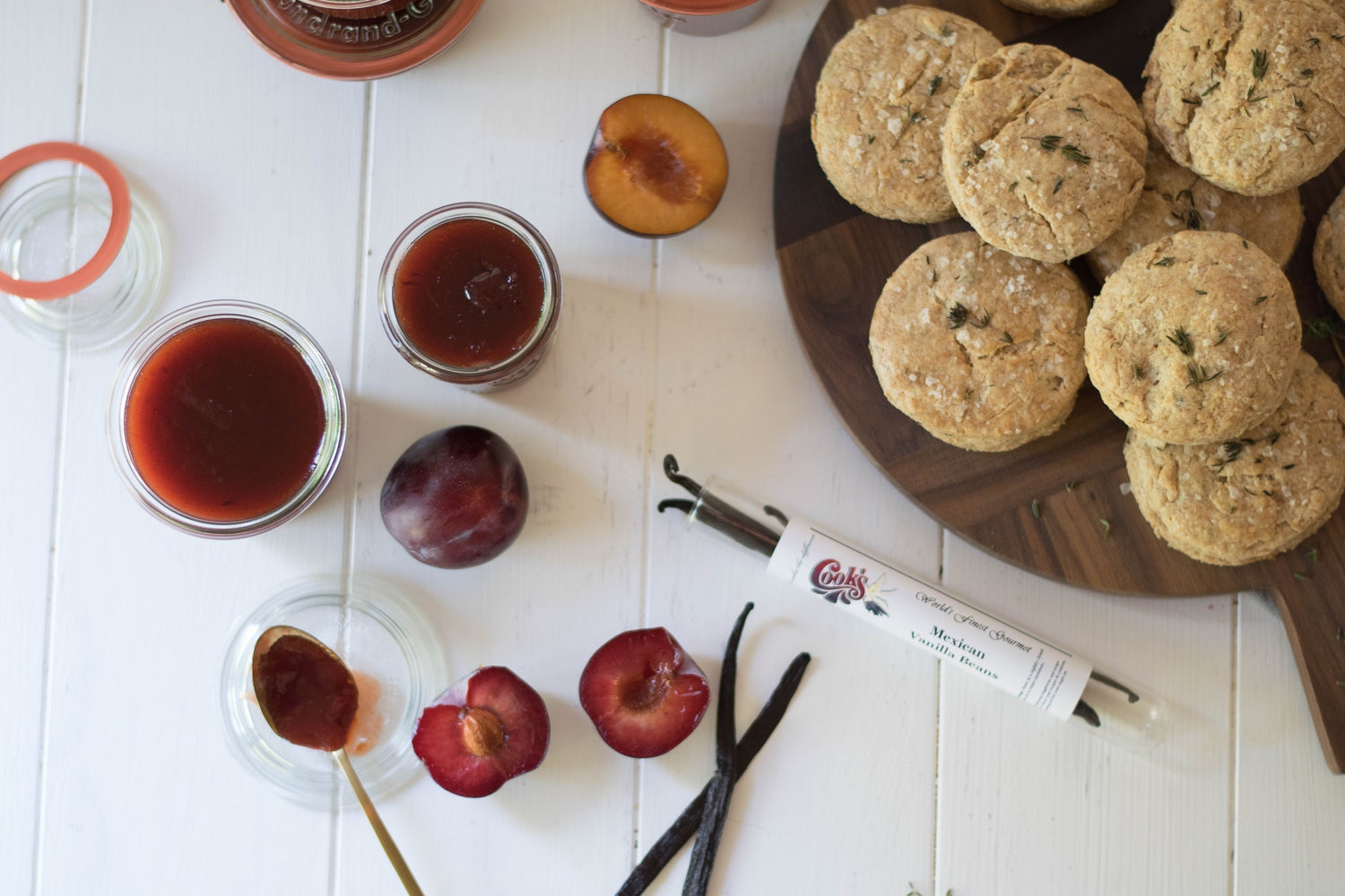 Vanilla Plum Butter With Thyme & Spelt Biscuits